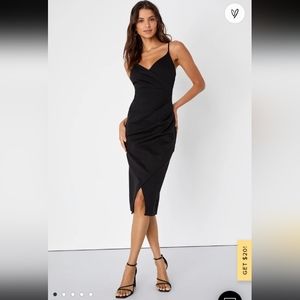 Lulu's- All This Appeal Black Bodycon Midi Dress-XS